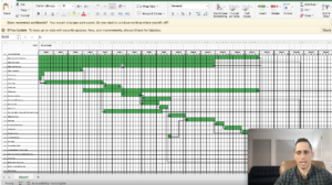 Construction sequencing course showing project scheduling, Gantt chart planning, and land development construction phases